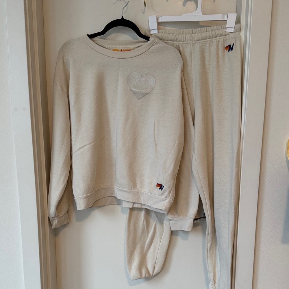 Aviator Nation Cream Kids Joggers and Sweatshirt Set